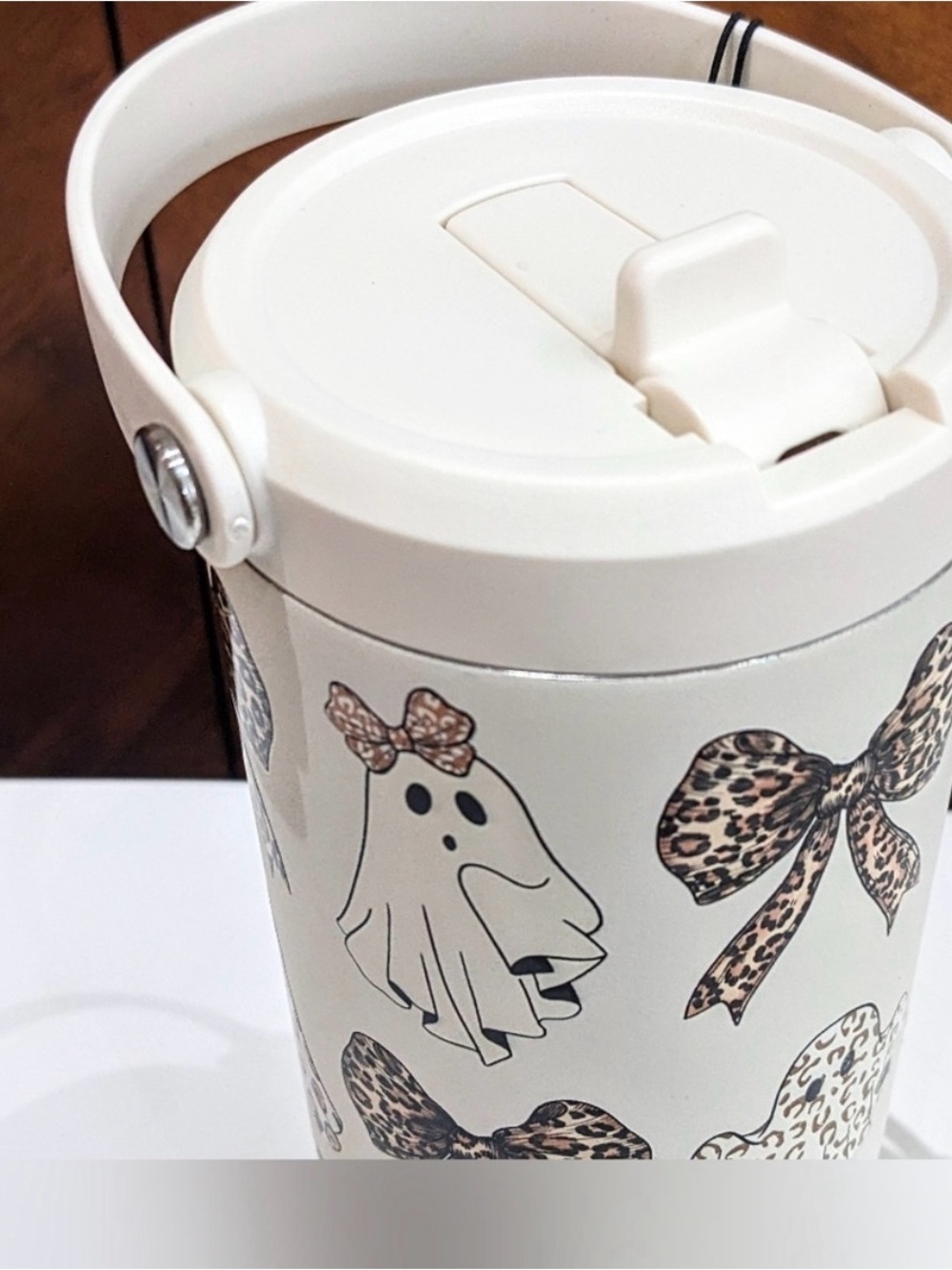 👻 Halloween Leopard Animal Ghost Bows Tumbler Cup w/ STRAW Generic HydroJug